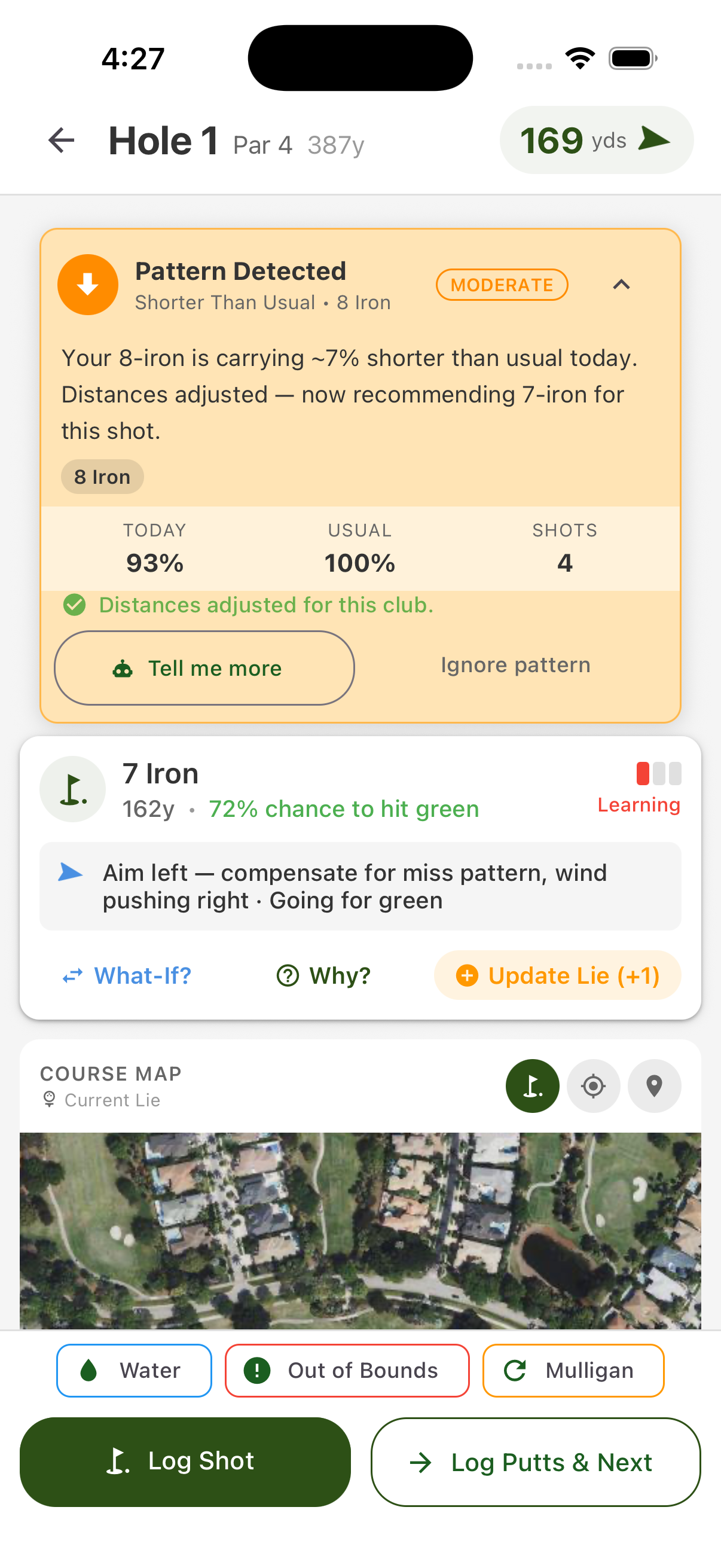 PocketPro showing mid-round adaptation